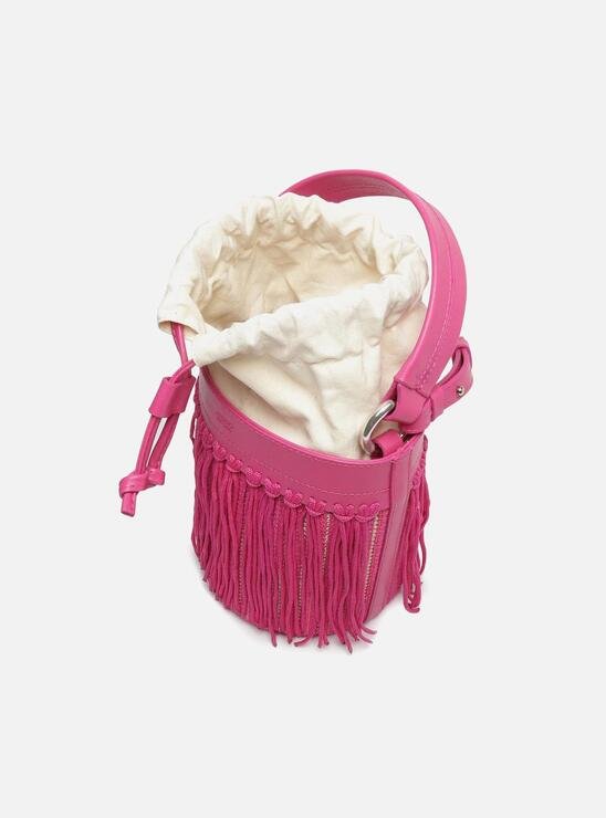 Bolsa Bucket Rosa Arezzo Franjas Luci Média