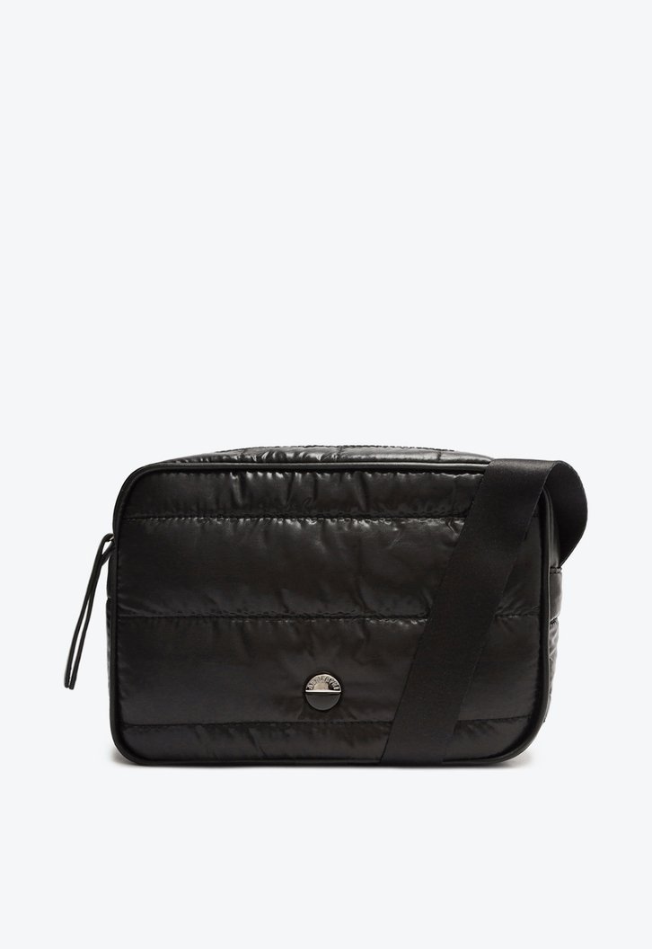Bolsa Tiracolo Preta Matelassê Linear Média