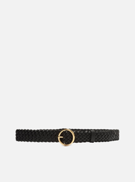 Cinto Preto Arezzo Couro Largo Trançado Neutral Desire