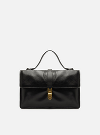 Bolsa Tiracolo Preta Couro Média | ZZ MALL