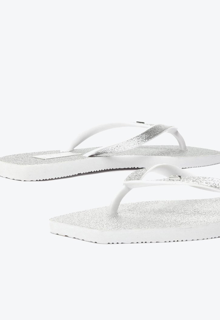 Chinelo De Dedo Branco Brizza Glitter Square