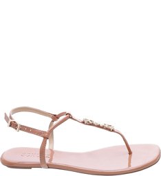 Sandália Rasteira Crystal Schutz Logo Nude