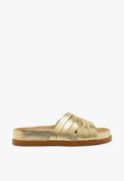 Chinelo Slide Dourado Anacapri Entrelaçado