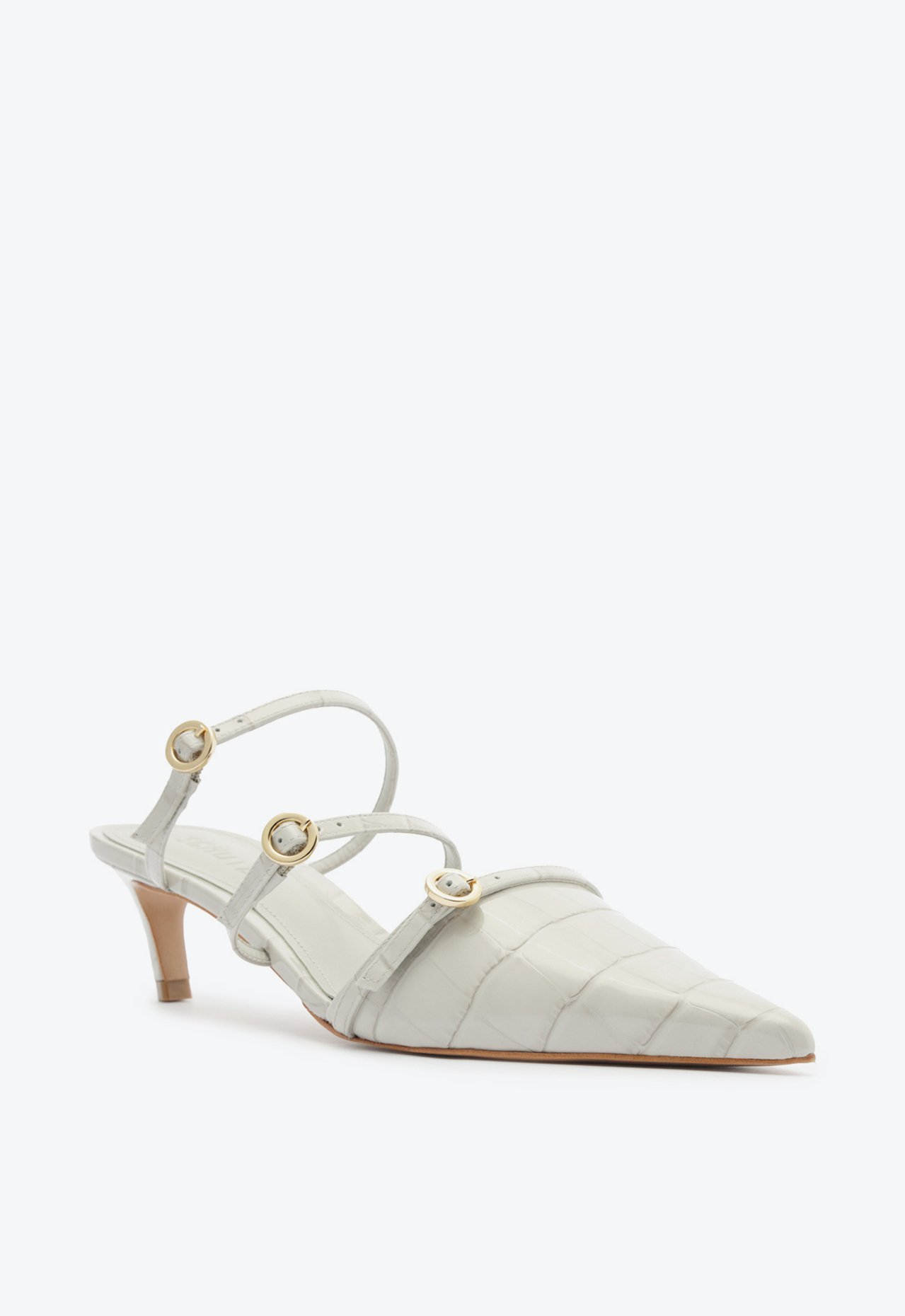 Mule Cinza Schutz Curve Heels Vinil Croco | ZZ MALL