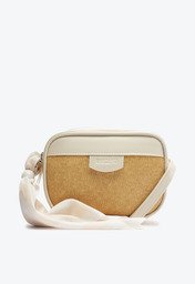 Bolsa Tiracolo Média Raffia Com Lenço Branca