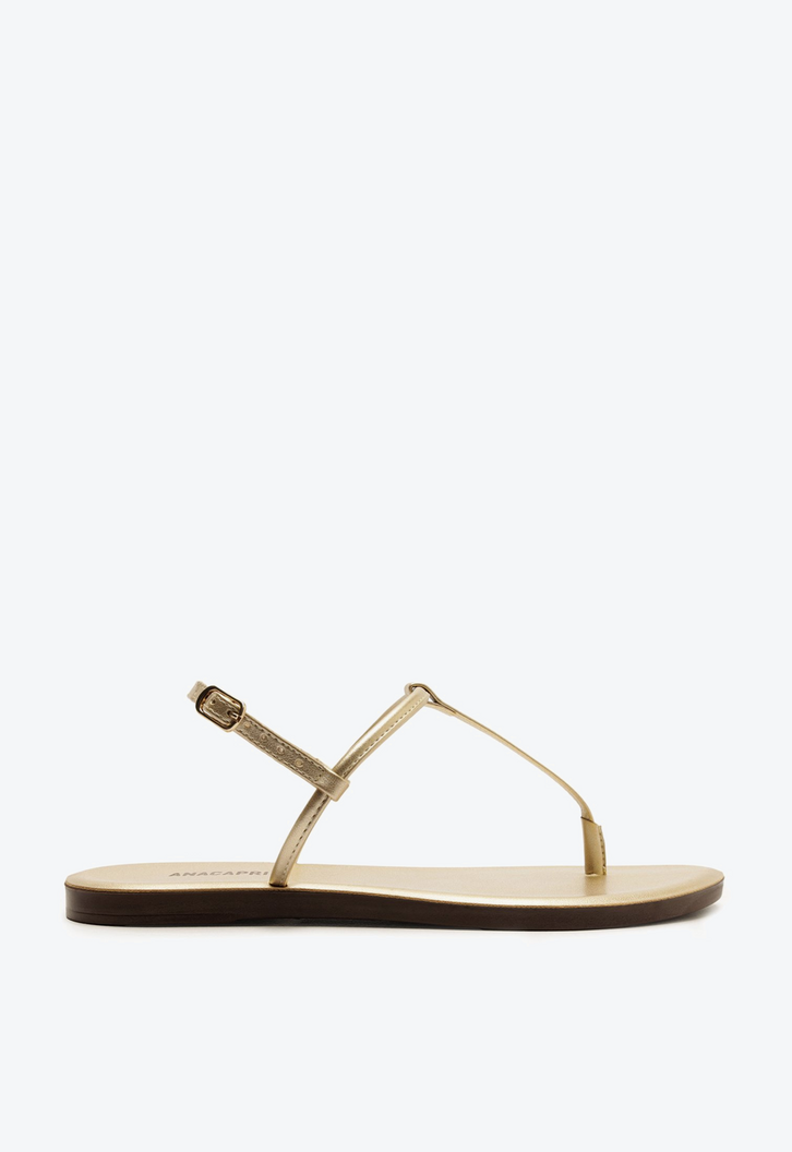 Sandália Rasteira Slim Monocolor Dourada