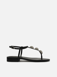 Sandália Preta Arezzo Slim Bloco Cristais
