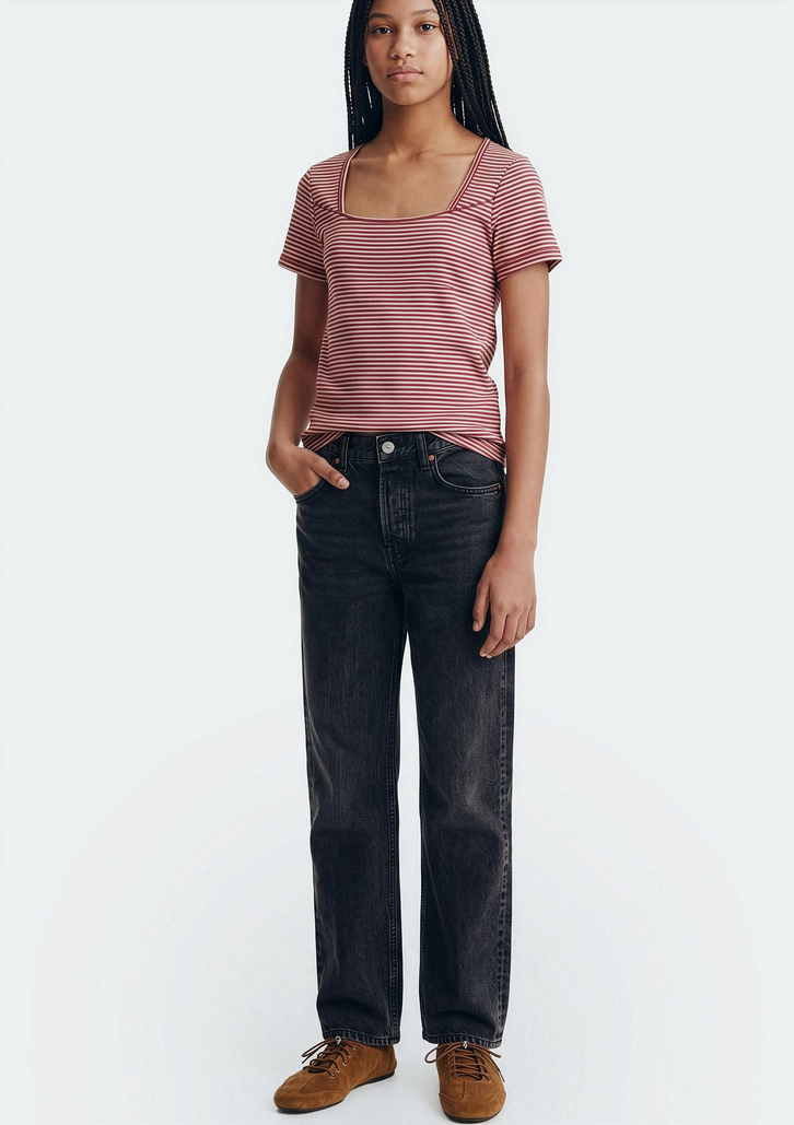 Blusa Vinho Hering Teen Manga Curta Decote Quadrado