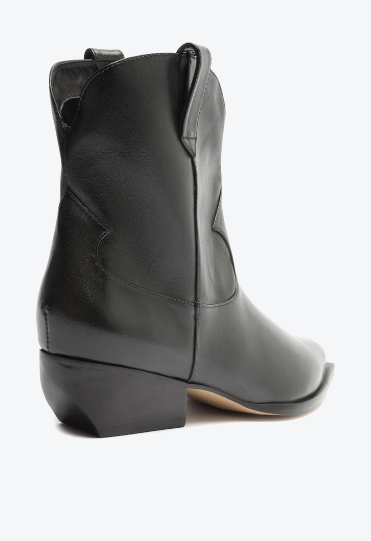 Bota Western Preta Arezzo Couro Cano Curto