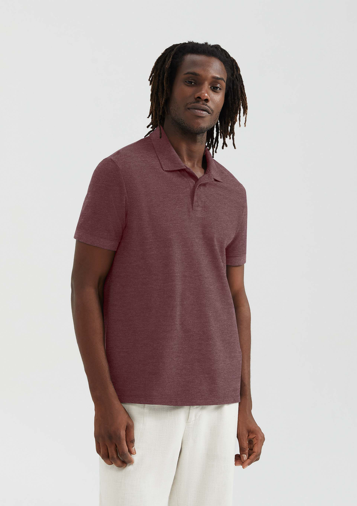 Camisa Polo Básica Vinho Hering Manga Curta Em Piquet