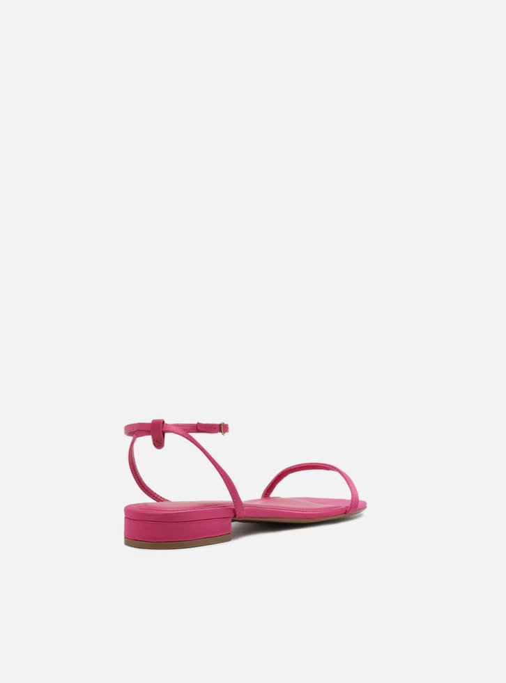 Sandália Rasteira Rosa Minimalista Preta