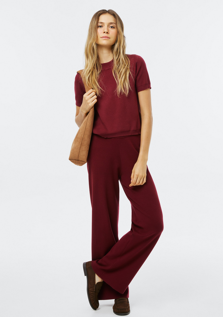 Blusa Vinho Hering Feminina Manga Curta Em Tricô
