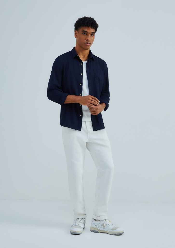 Regata Off White Hering Regular Em Ribana Canelada