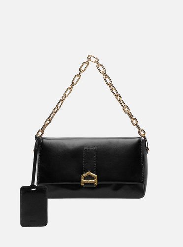 小物 3d464c1a Bolsa Tiracolo Preta Couro Média Alça Corrente | ZZ MALL