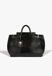 Bolsa Tote Grande Heaven Couro Croco Preta