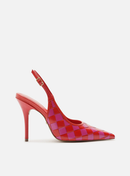 Scarpin Vermelho Rosa Arezzo Tressê Slingback