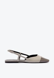 Sapatilha Slingback Ponta Prata Verniz Cinza