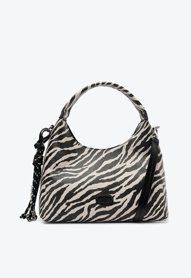 Bolsa Tiracolo Média Merlot Animal Print Zebra