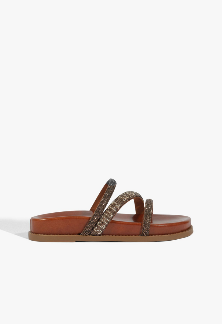 Sandália Papete Brilho Marrom