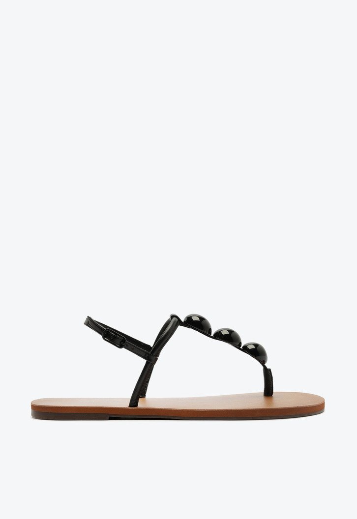 Sandália Rasteira Slim Adorno Preta
