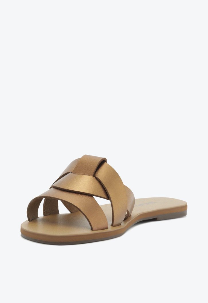 Rasteira Bronze Anacapri Couro Tiras Sobrepostas