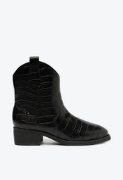 Bota Western Preta Anacapri Cano Curto Croco