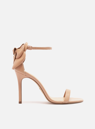 Sandália Nude Arezzo Couro Salto Fino Maxi Flor