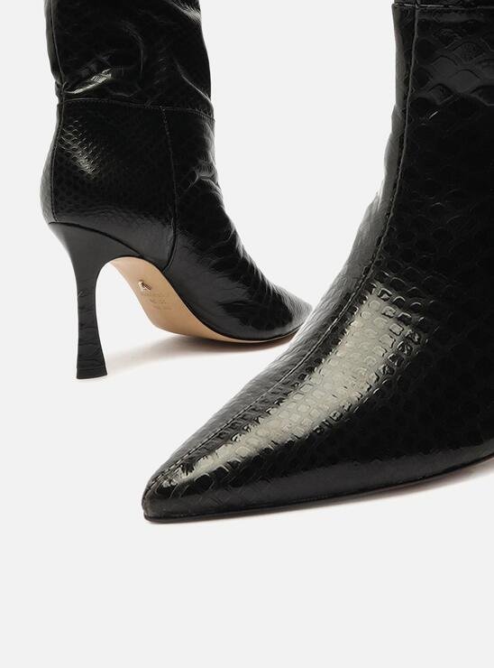 BOTA SNAKE PRETA AREZZO SALTO ALTO FINO SLOUCHY