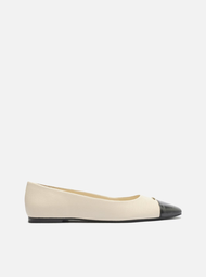 Sapatilha Branca Preta Arezzo Cap Toe Bico Quadrado