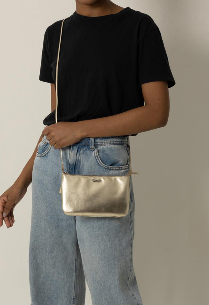 Bolsa Crossbody Básica Dourada Anacapri Pequena