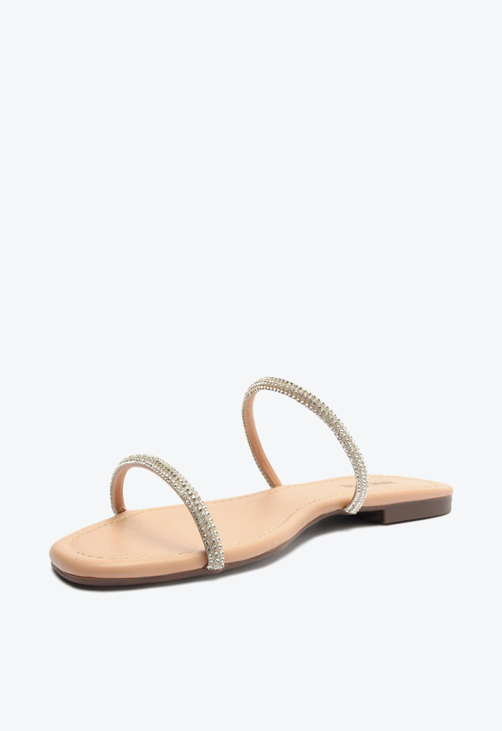 Rasteira Nude Rosado Anacapri Tiras Brilhosas