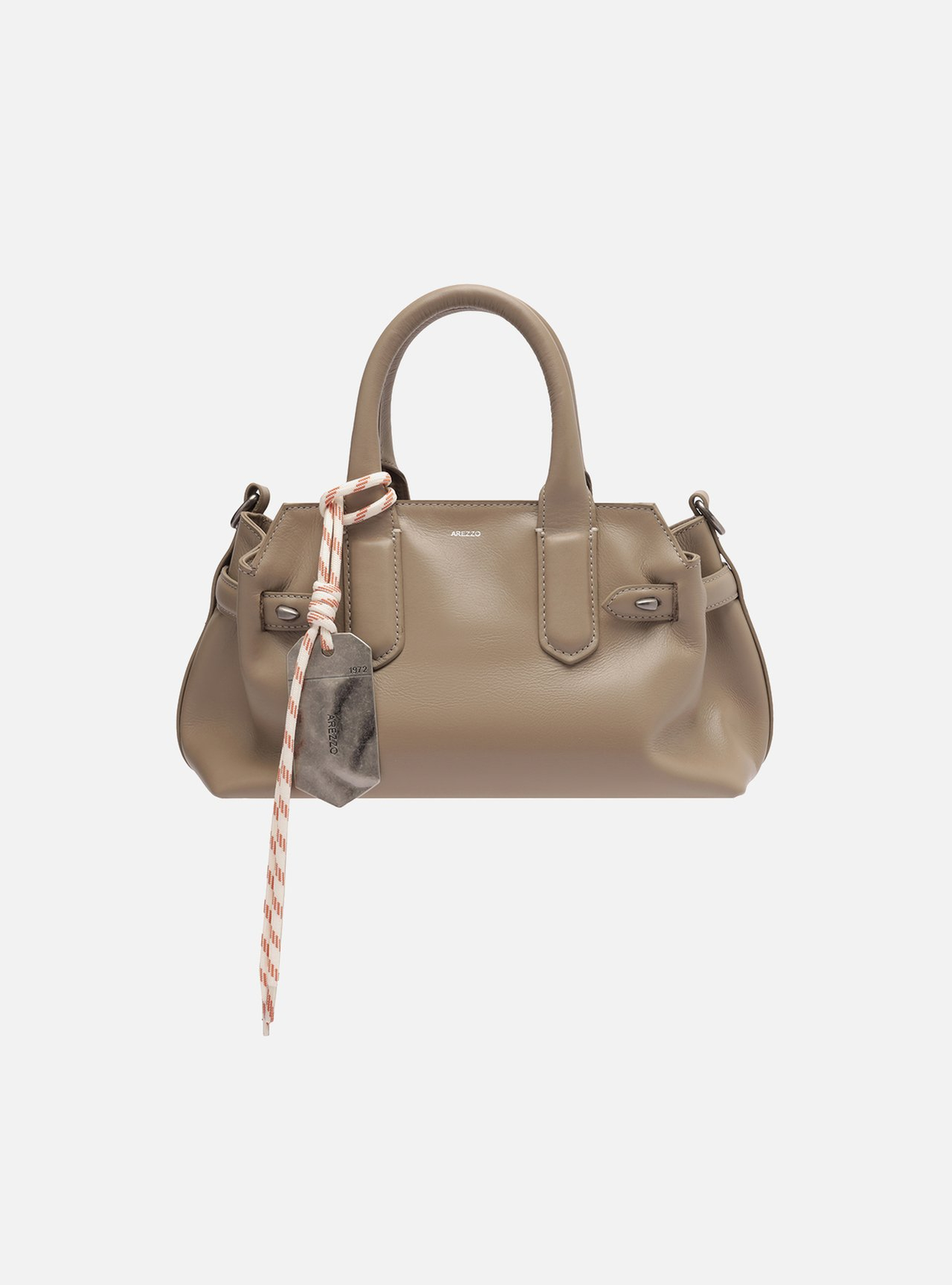 Bolsa Tote Cinza Couro Média Bag Charm Metal | ZZ MALL