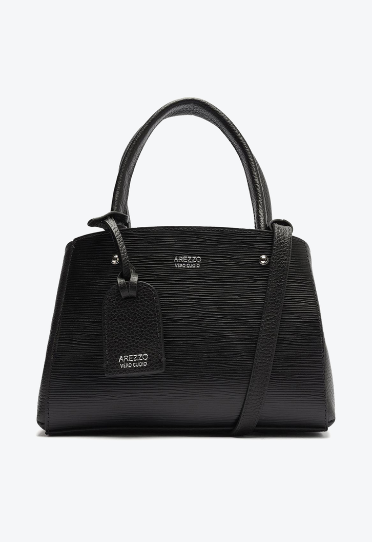Bolsa Tote Preta Arezzo Couro Pequena Texturizada
