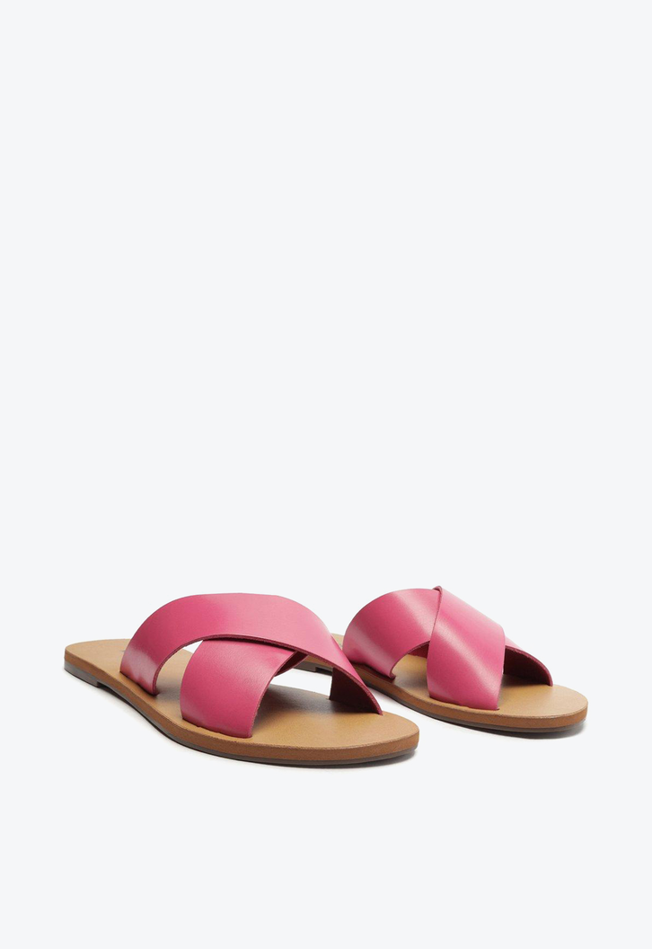 Rasteira Rosa Pink Anacapri Couro Tiras Cruzadas