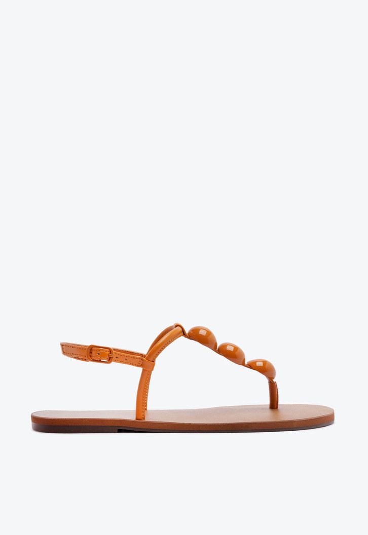 Sandália Rasteira Slim Adorno Laranja