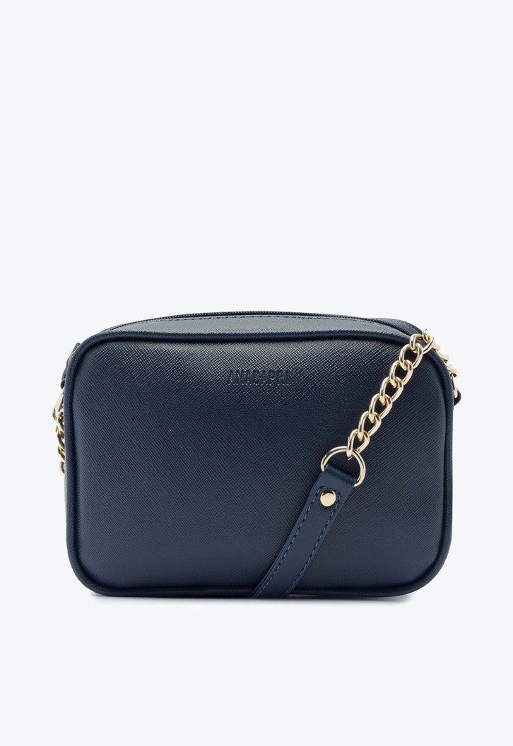 Bolsa Tiracolo Pequena Azul Detalhe Corrente