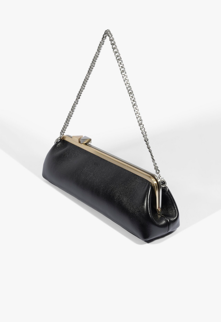 Bolsa Clutch Nyra Couro Preta | ZZ MALL