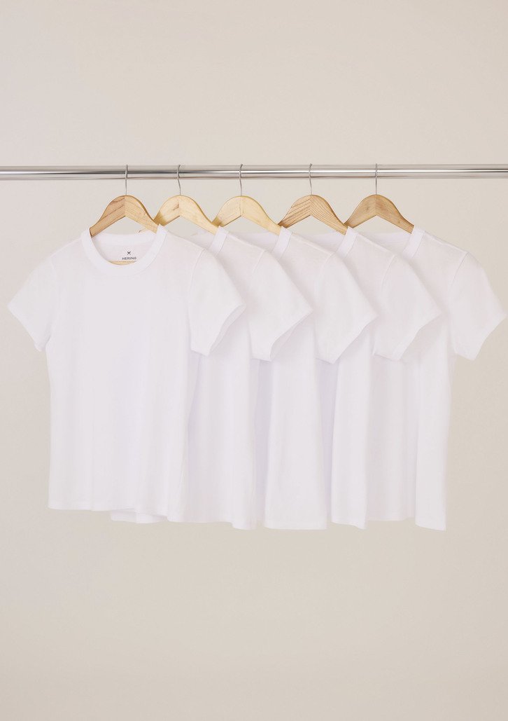 Kit Com 5 Camisetas Branca Hering Femininas Slim Básicas