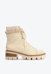 Coturno Off-white Arezzo Couro Cano Médio Tratorado Knit