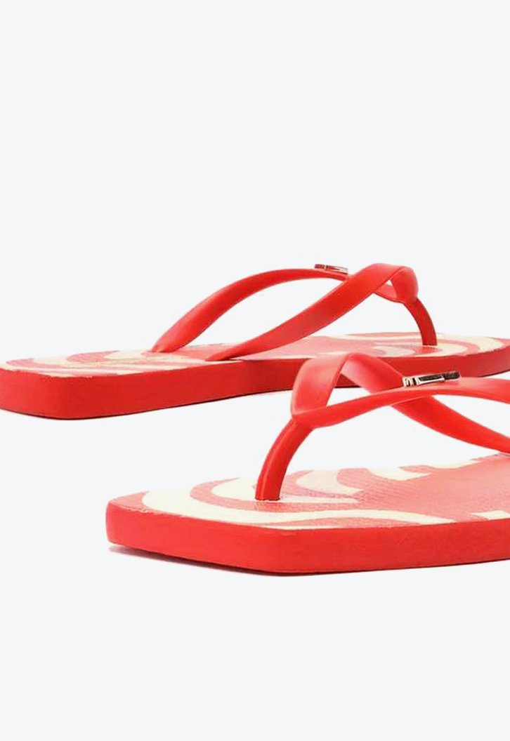 Chinelo De Dedo Vermelho Estampado Brizza Square E Bag