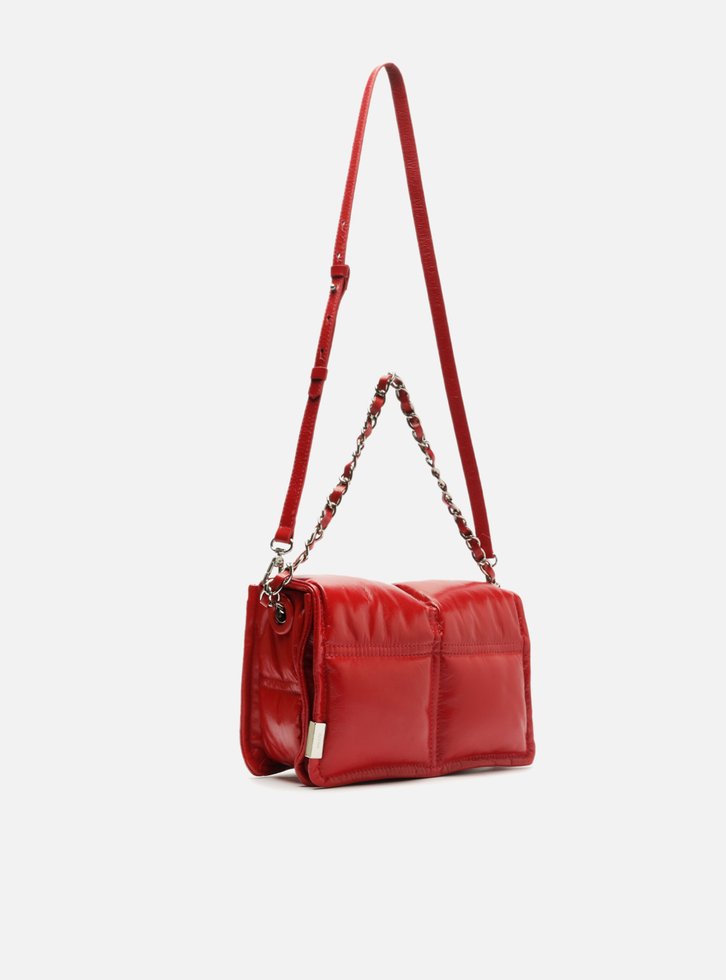 Bolsa Tiracolo Vermelha Arezzo Couro Puffy Média