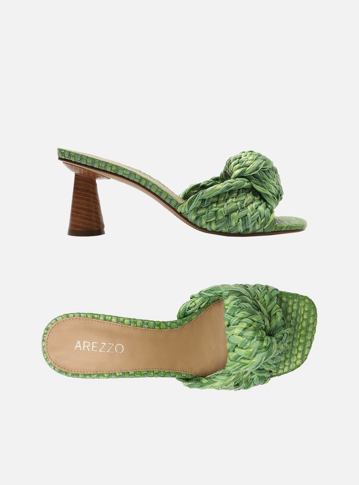 Mule Arezzo Verde Aberta Bico Quadrado
