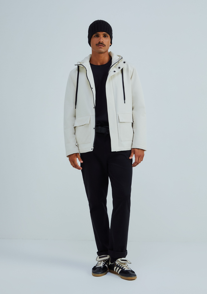 Jaqueta Branca Hering Parka Masculina Com Capuz
