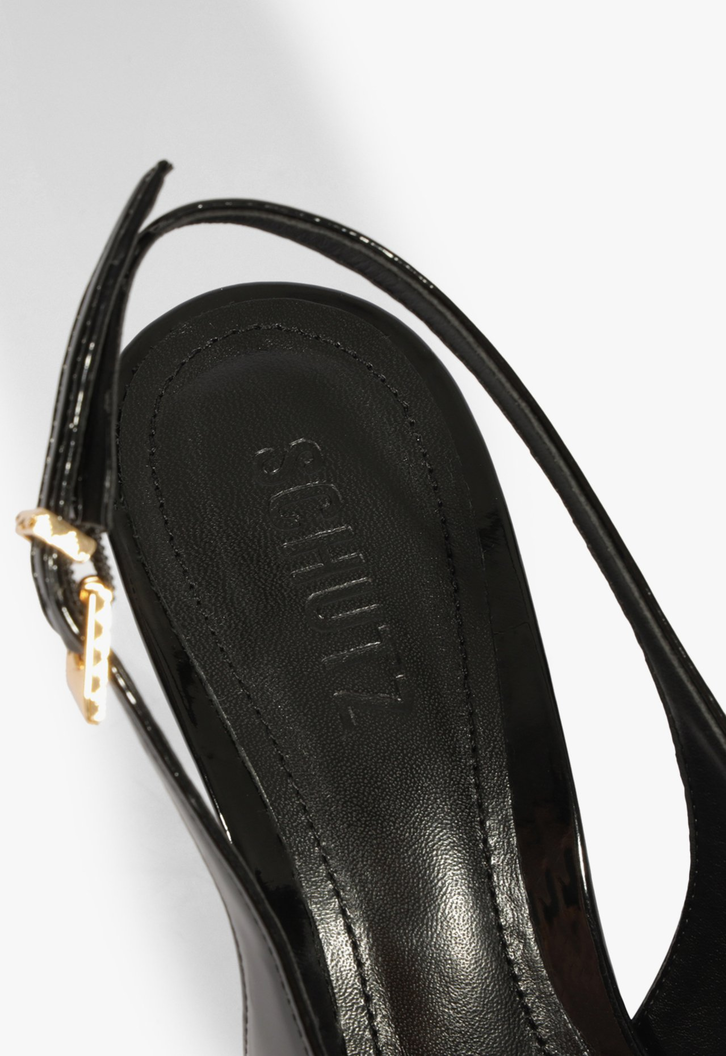 Slingback Salto Alto Fino Preto