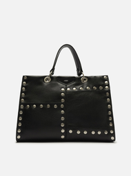 Bolsa Tote Preta Arezzo Couro Grande Tachas
