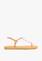 Sandália Rasteira Laranja Metalizada Arezzo Brizza Slim