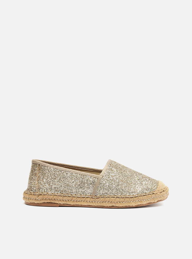 Espadrille Rasteira Dourada Arezzo Glitter Fechada