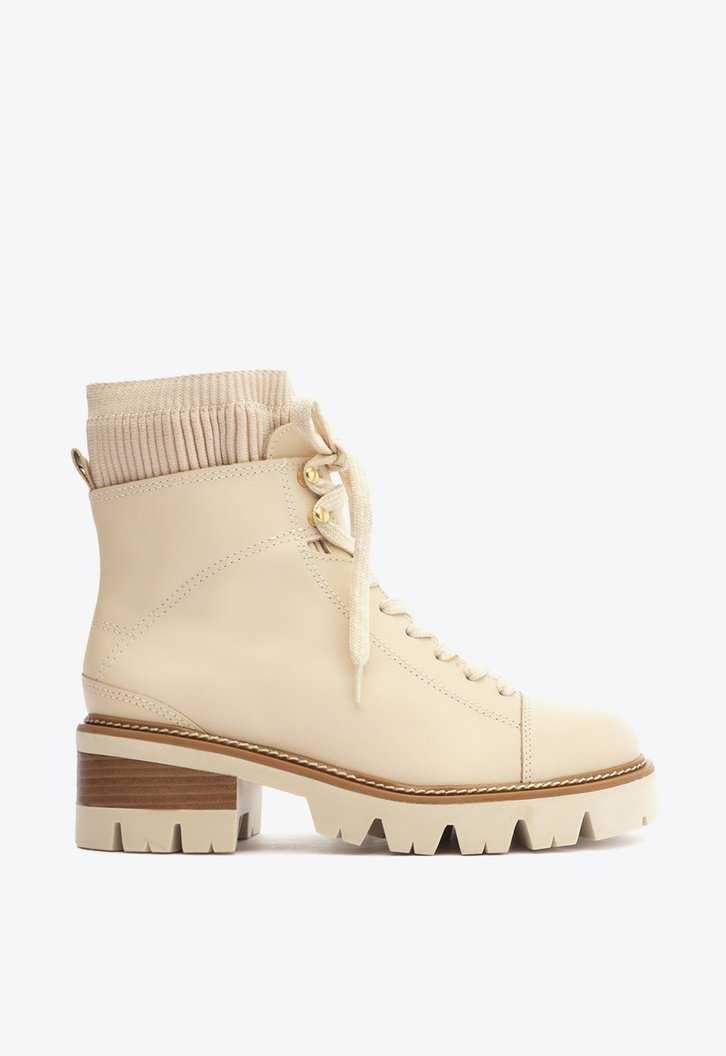 Coturno Off-white Arezzo Couro Cano Médio Tratorado Knit