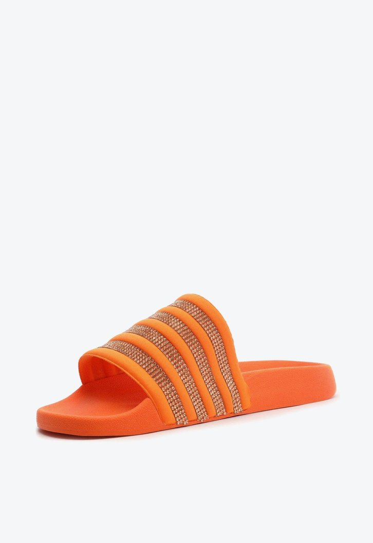 Rasteira Slide Laranja Anacapri Tiras Brilhosas