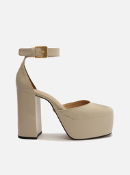 Sandália Plataforma Off-white Arezzo Verniz Fechada Grace